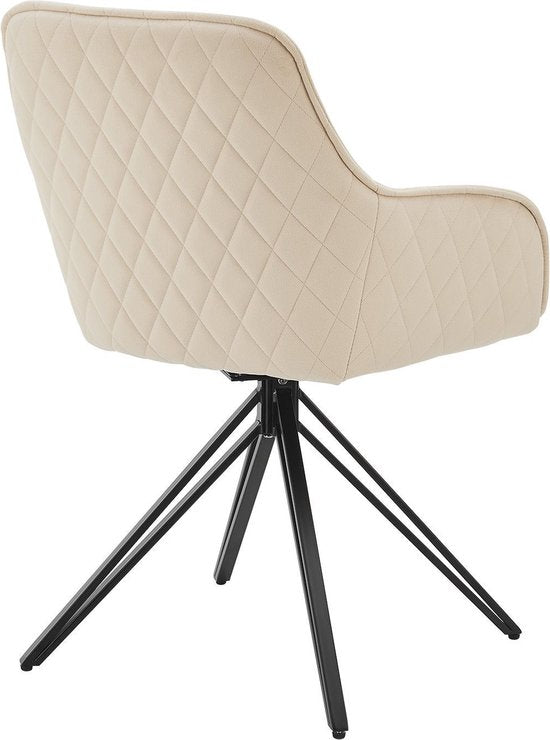 Eetkamerstoel / Draaistoel / Kuipstoel Clyde - Beige - Metalen onderstel