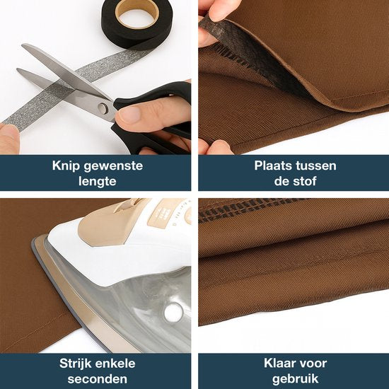 Strijkband - 60 meter - 3 cm breed - Zoomband - Instrijkbaar - Gordijnband - Kantenband - Plooiband - Vlieseline - Opstrijkbaar - Zwart