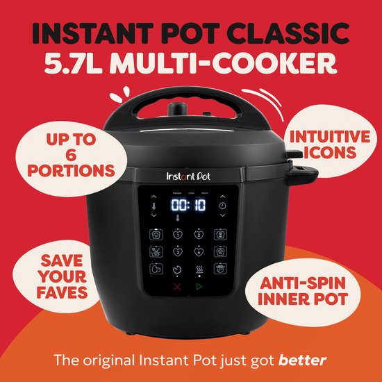 Instant Pot Rio 5,7L Multicooker - 7-in-1 Snelkookpan - Slowcooker - Stomer - Yoghurtmaker - Tot 6 Porties - Verbeterde Stoomafgifte