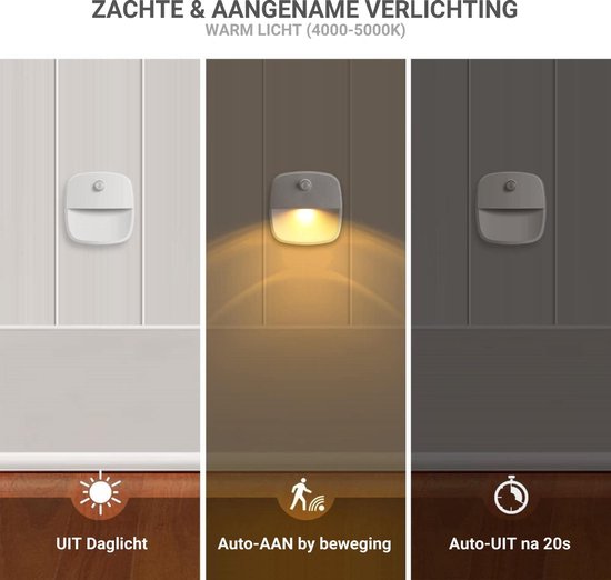 Nachtlampje met Bewegingssensor - 3 Stuks