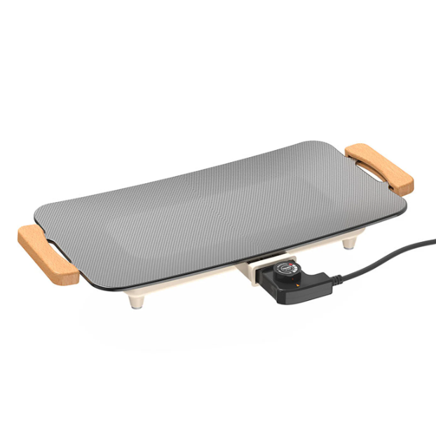 Woox Elektrische Grill Aluminium - 56 x 26 x 7,5 cm - 1360W met Antiaanbaklaag