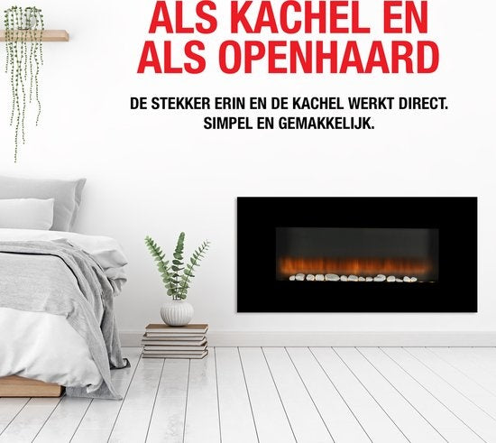 Classic Fire Elektrische Sfeerhaard Vancouver - Afstandsbediening en Timer - LED Vlammen - 2000W - Zwart
