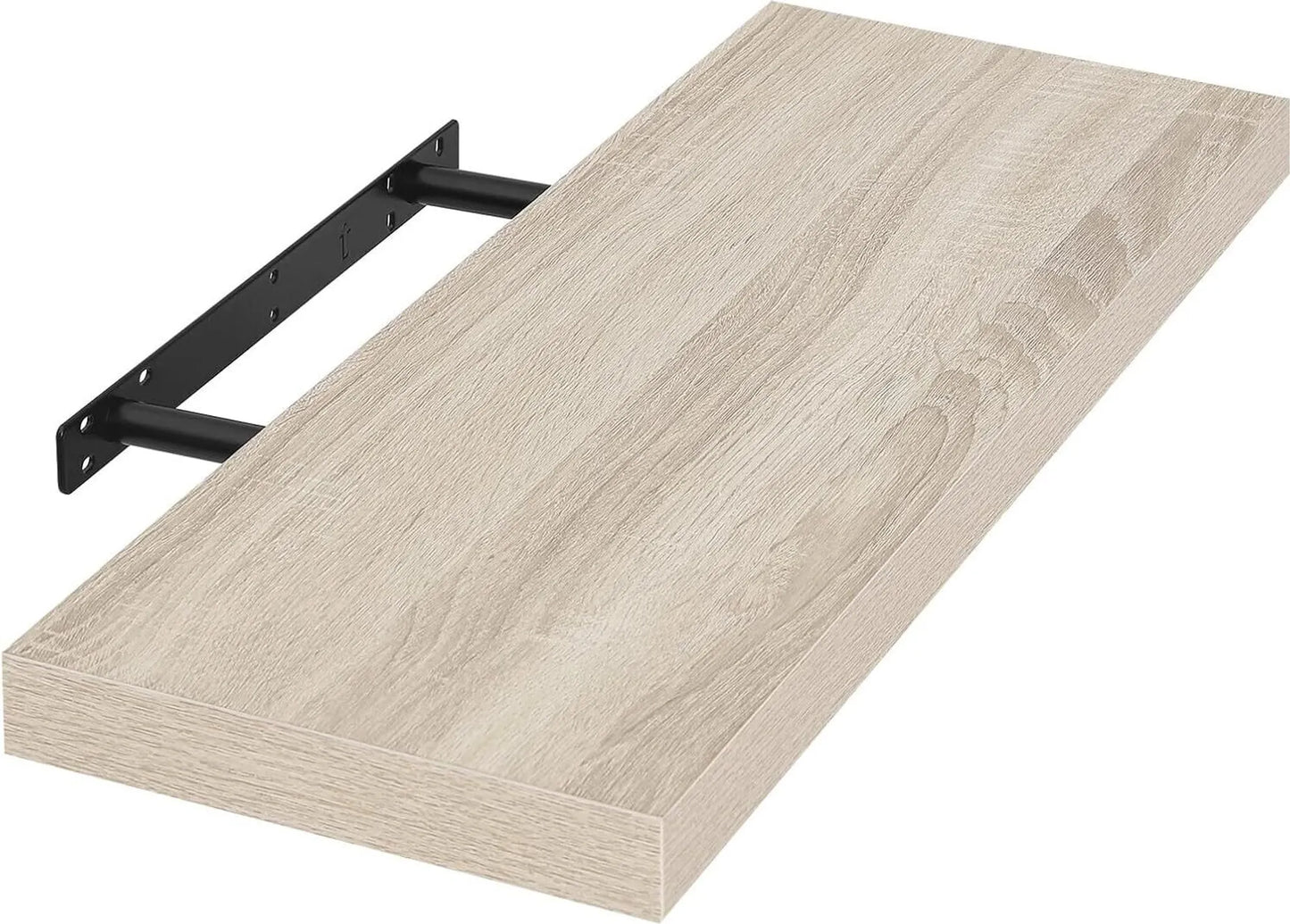 EUGAD Wandplank Zwevend – Voorzien Van Verborgen Metalen Bevestigingsbeugels En Voorgeboorde Gaten En Landelijke Fineerlaag – Voor Woonkamer En Keuken – Grijs Mdf-hout – 60 x 23 x 3,8 cm