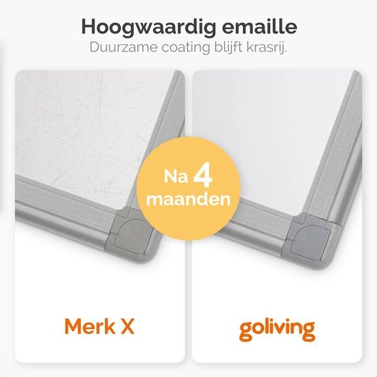 Goliving Whiteboard met Stiften - 60 x 90 cm - Magnetisch bord - Weekplanner - Schoolbord - Emaille Magneetbord