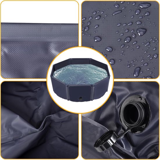 Yaheetech Opvouwbaar Hondenzwembad Ø100 cm - PVC - Antislip - Met Borstel/4 Patches - Blauw