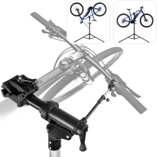 tectake® - Fiets reparatiestandaard Tristan - Snelsluitingen - Klemkop - 360° Draaibaar - In hoogte verstelbaar - Max. 50kg. - Montagestandaard - Geschikt voor e-bikes electrische fiets - 404920