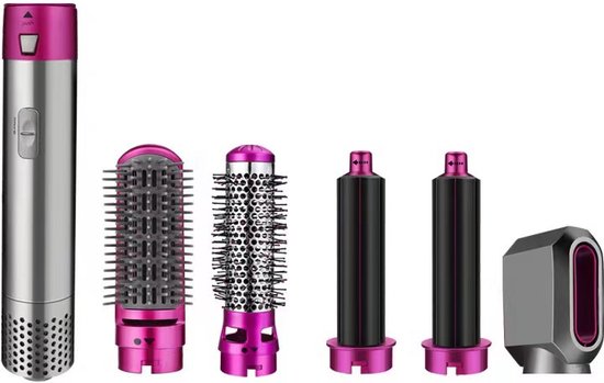 5in1 Föhnborstels & Krulborstel - Föhnen/Krullen/Steil Maken/Styling - 1000w - Grijs Rood