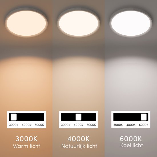 Nolt Plafondlamp Dimbaar - Badkamerverlichting - 24W - ⌀ 30cm - Wit