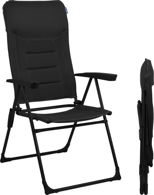 TRVLMORE Campingstoel - 7 standen - Comfortabele Kampeerstoel - 120 kg draagvermogen - Ligstand - Inklapbare stoel - Klapstoel - Zwart
