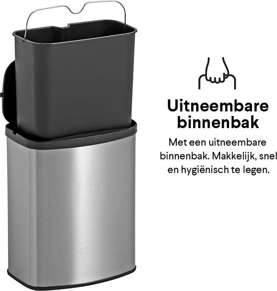 Homra IXXA Prullenbak met Sensor - 8 Liter - RVS - Toilet Afvalemmer - Badkamer Afvalbak - Automatische Deksel