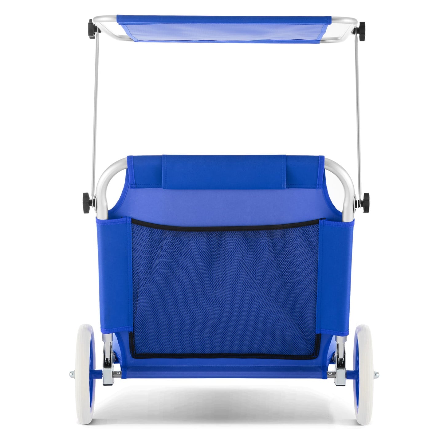 Casaria Ligbed Kreta - Blauw - Aluminium - Opvouwbaar met Wielen, Zonnescherm & Hoofdkussen - 150 x 52 cm