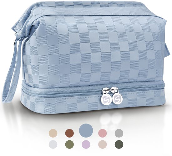 SC Travel Essentials - Toilettas en Make-up Organizer - Waterdicht en Compact - Geschikt voor Reis en Dagelijks Gebruik - Unisex - Lichtblauw