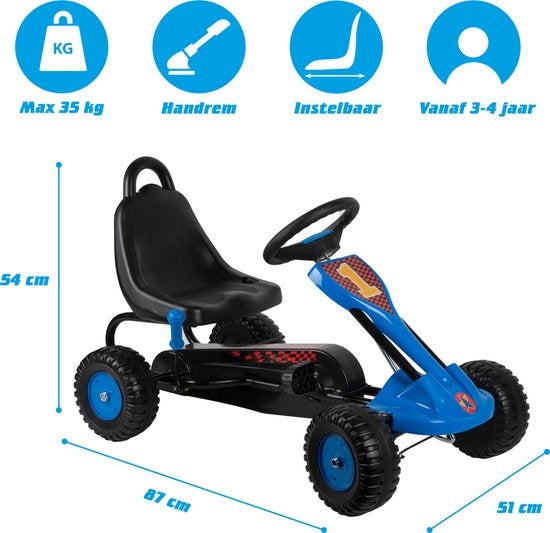 Skelter - Staal - Verstelbaar - Handrem - Max 35 Kilo - 3-4 Jaar - Blauw/ Zwart
