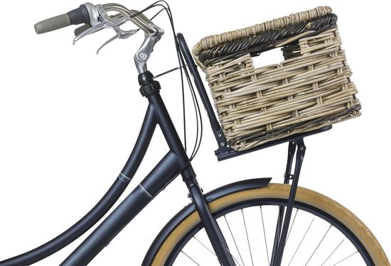 Fietsmand Basil Dijon L met deksel 36 x 49 x 30 cm - grijs/zwart
