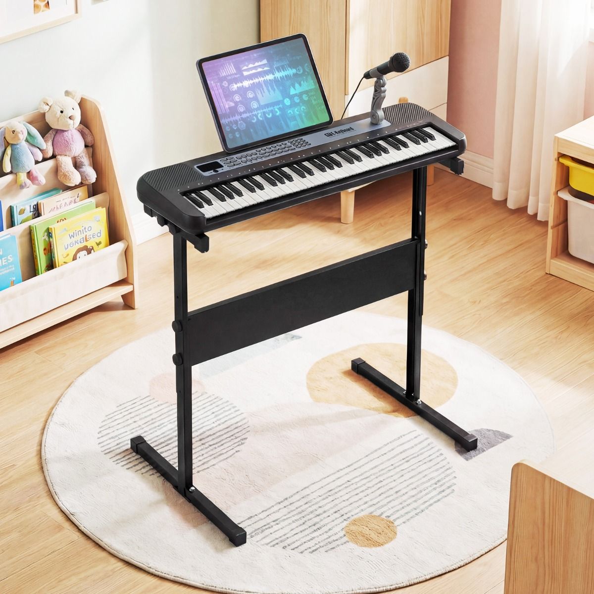 Coast Kinderkeyboard - 61 toetsen - verstelbare standaard - met microfoon en muziekstandaard - zwart/rood