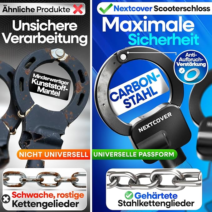 NEXTCOVER E-Scooter Slot - Handboeislot - 90 cm - 3 Sleutels - Weerbestendig