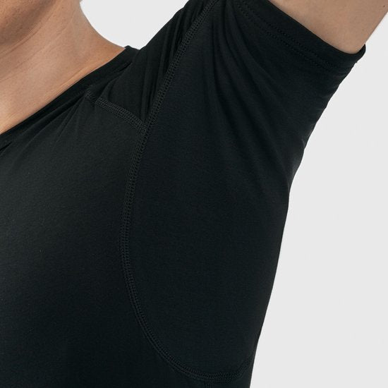 Anti Zweet Shirt - Fibershirts® - Ingenaaide Okselpads- Ondershirt - Zwart - Ronde Hals - Heren - Maat XL