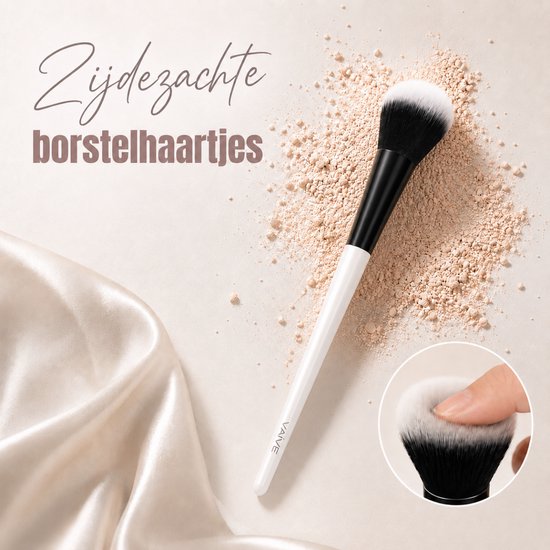 Vaive Make Up Borstels Set 15-Delig - Vegan Kwasten - Foundation, Oogschaduw, Blush, Kabuki & Bronzer Kwast - met Etui - Wit