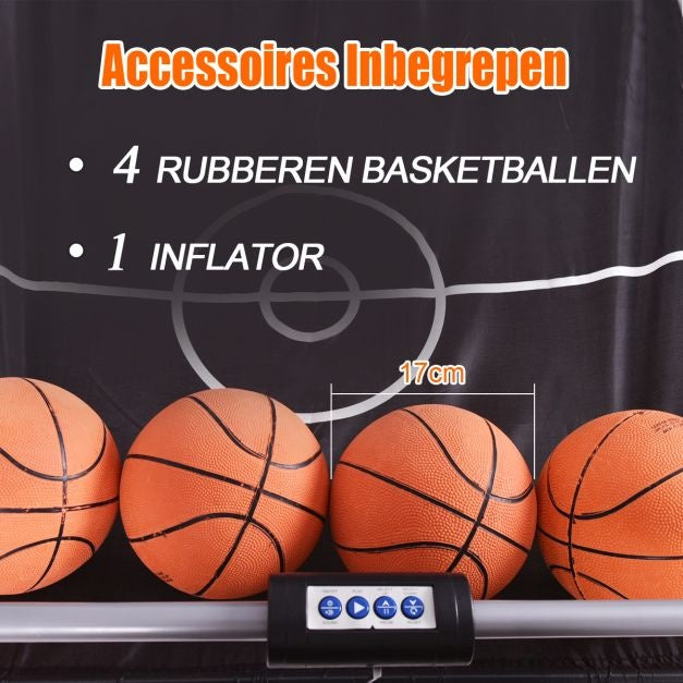 Coast Binnen Elektronische Basketbal Spel - Basketbalgooi Machine - Elektronische Automatische Score- Incl 4 Ballen - Zwart