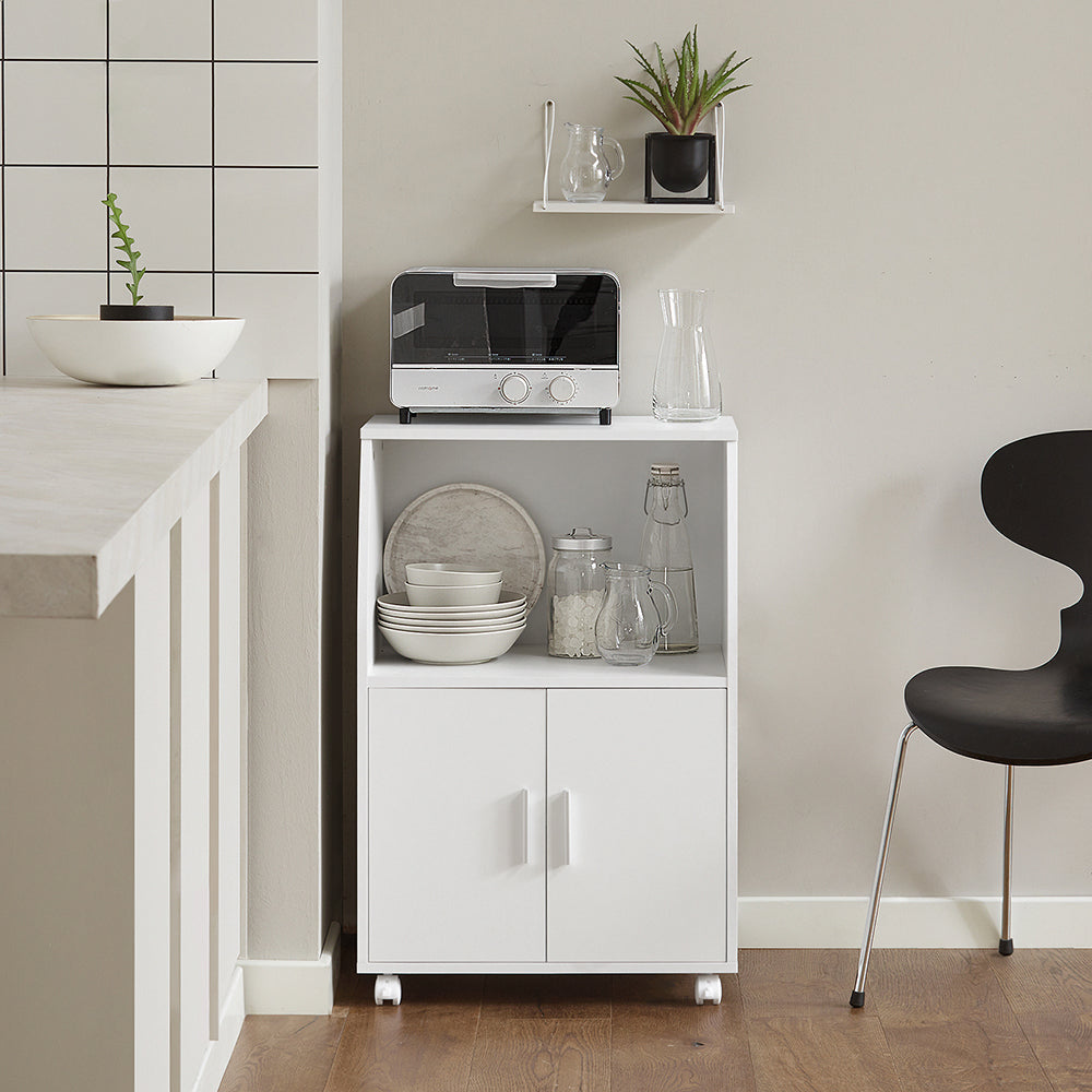 SoBuy Keukenkast op Wielen - 55x38x84 cm - Wit