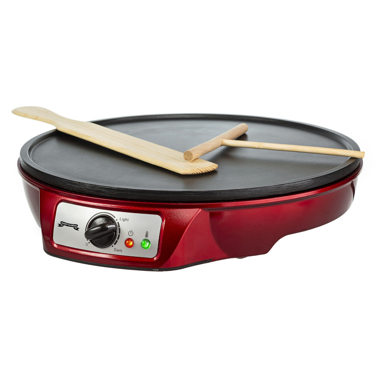 Gadgy Pannenkoekenmaker -  Ø30CM Crêpe Maker  - 1000W met Regelbare Thermostaat - Incl. Spatel en Deegverdeler -  Rood