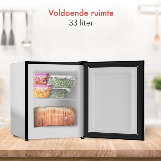 KitchenBrothers Mini Vriezer - 33L - Kleine Diepvries - Vrijstaand - Compact - Zwart