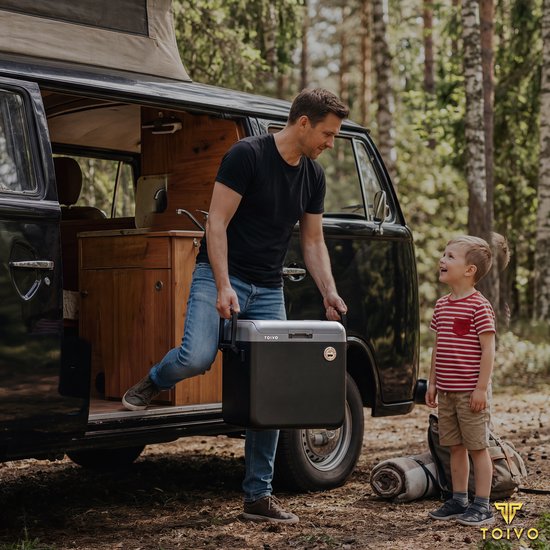 Toivo Elektrische Koelbox - 40 Liter - 12V en 230 volt - Auto - Camping Koelkast - Koelen en Verwarmen - Frigobox - Zwart