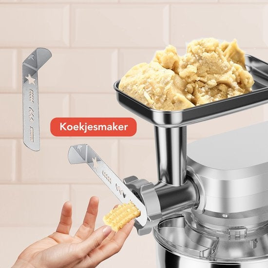 KitchenBrothers Keukenmachine - Complete Set - 15 Accessoires - Keukenrobot - 6L - 1500W - Zilver