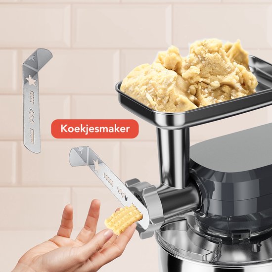 KitchenBrothers Keukenrobot - 6-in-1 Keukenrobot - 1500W - Met Gehaktmolen, Blender en 15 Accessoires - 6,2L RVS Kom - Antraciet