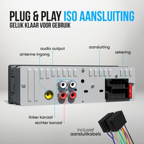 Strex autoradio met Bluetooth voor alle voertuigen USB, AUX en handsfreeset zwart