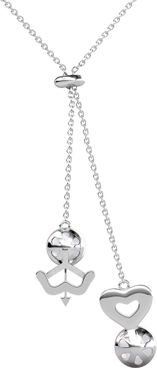 Elegante Ketting met Parel & Kristallen – Zilverkleurig – Luxe Geschenkverpakking – Dames Sieraad