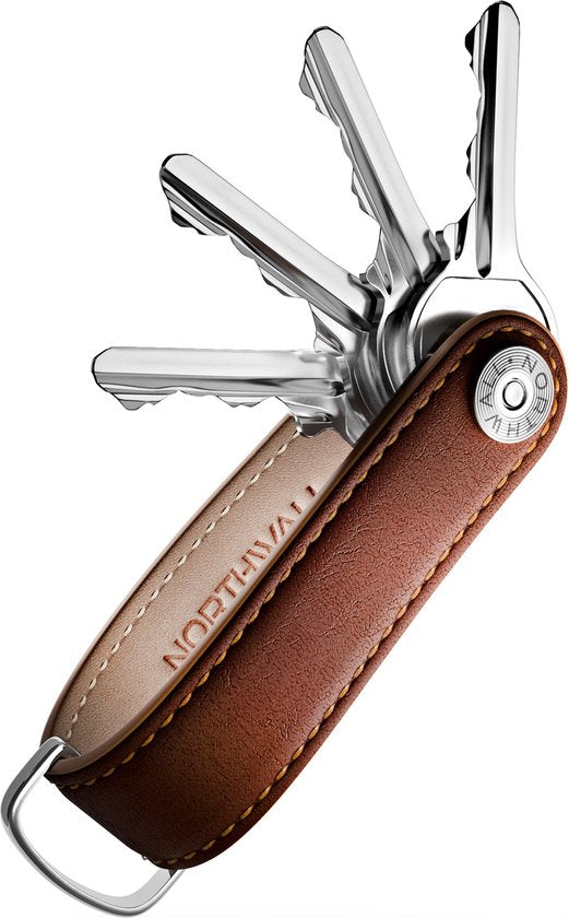 Northwall Sleutelhanger / Sleutel Organizer - 100% Echt Leer - Key Organizer Sleutelhanger - 2 tot 7 Sleutels (bruin)