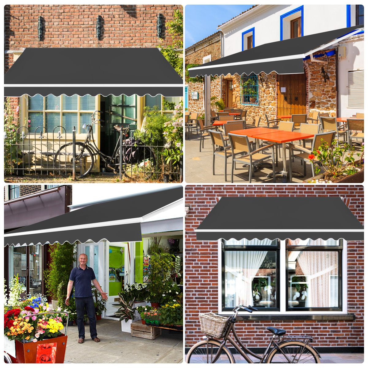 Coast 4 x 2,5 m Uittrekbare Terraszonwering Luifel Zonnescherm Grijs met Slinger en Aluminiumframe