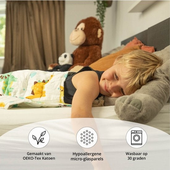 EL-Life Verzwaringsdeken Kind 2,4kg - 90 x 120cm - Zwaartedeken - Weighted Blanket - Verzwaarde Deken - OEKO-TEX Katoen - Dino