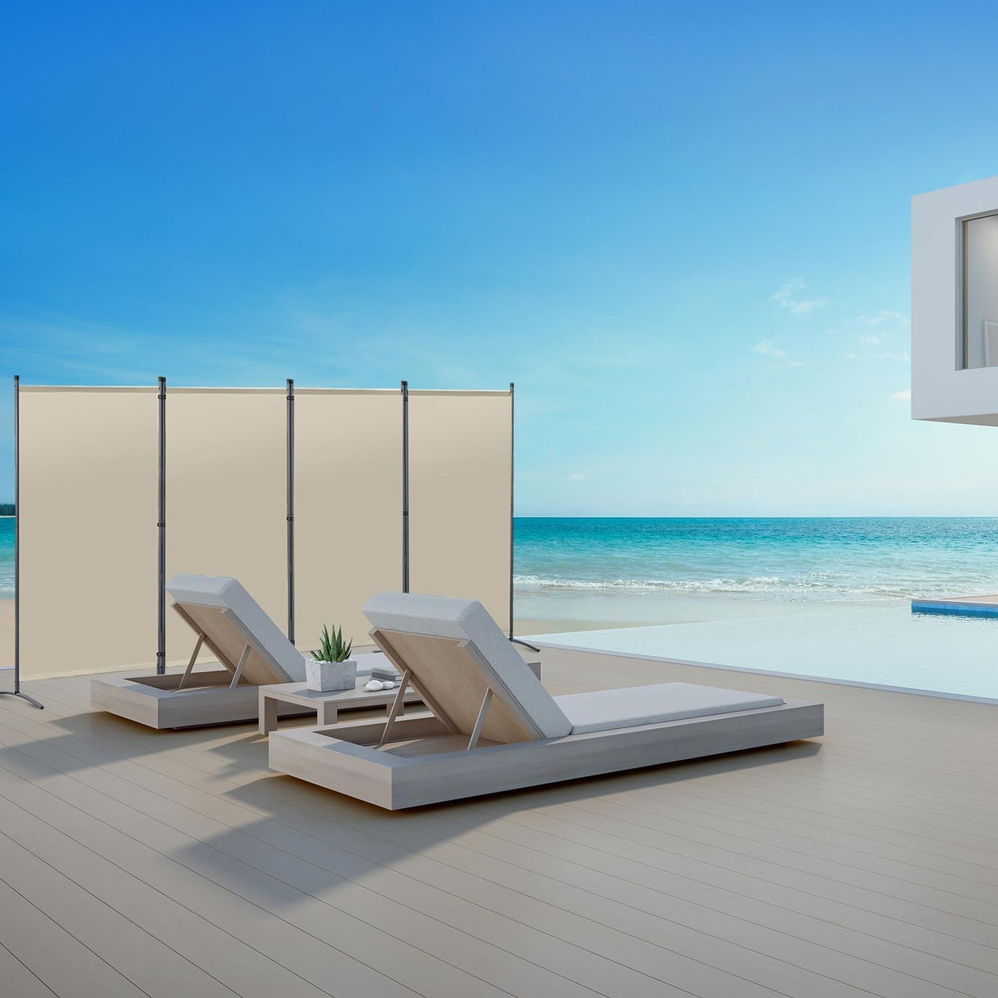 Angel Living Kamerscherm Opvouwbaar - 3 Panelen - 243 x 170 cm - Beige