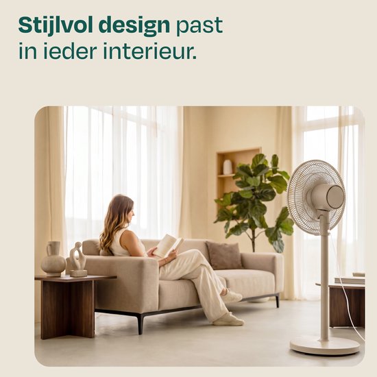 VONROC Vloerventilator - 3 snelheden – incl. afstandsbediening - timer - verstelbaar in 3 hoogtes - beige