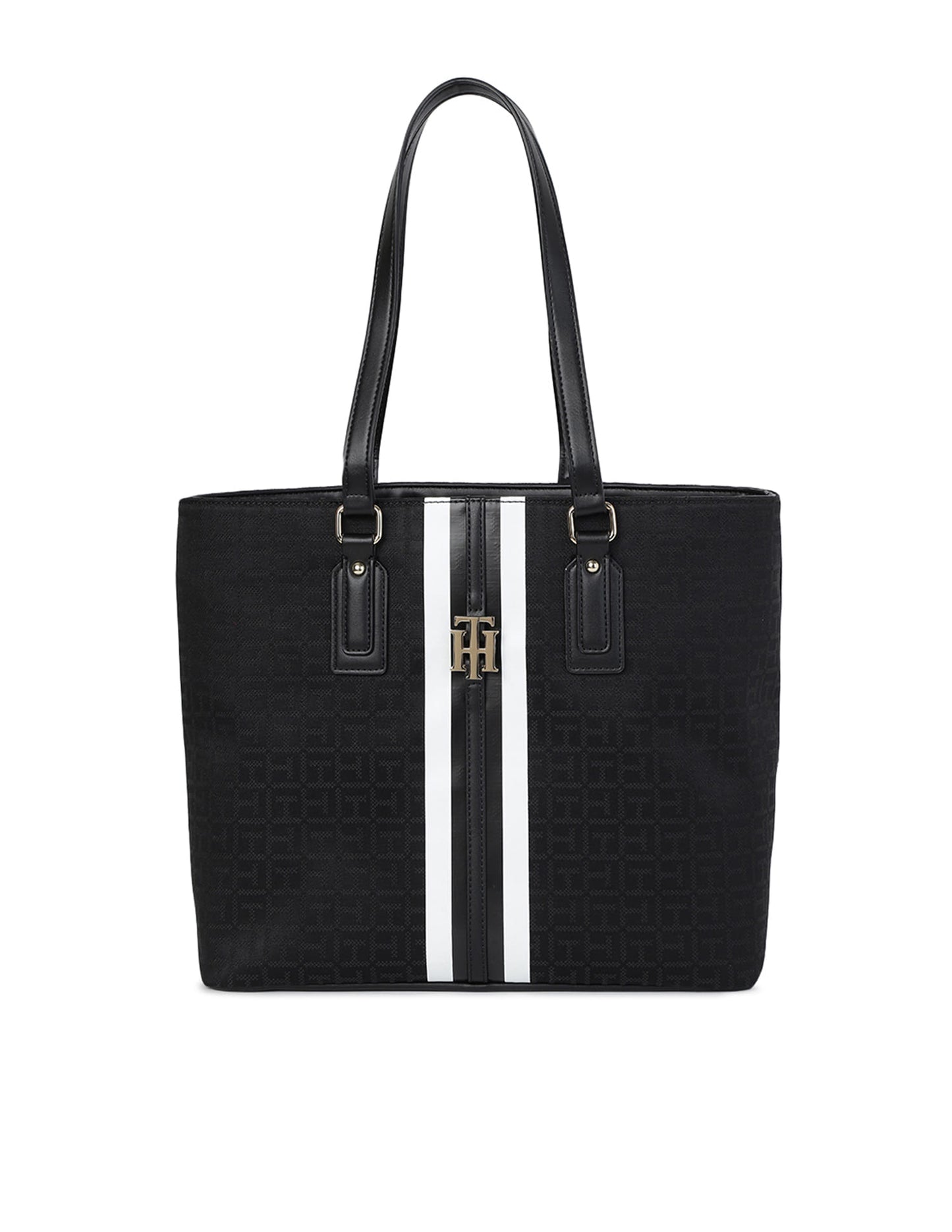 Tommy Hilfiger Jaden Plus Monologo Tote Bag - 100% Polyester - Dames - Handvatten - Ritssluiting - 13x28x33 cm