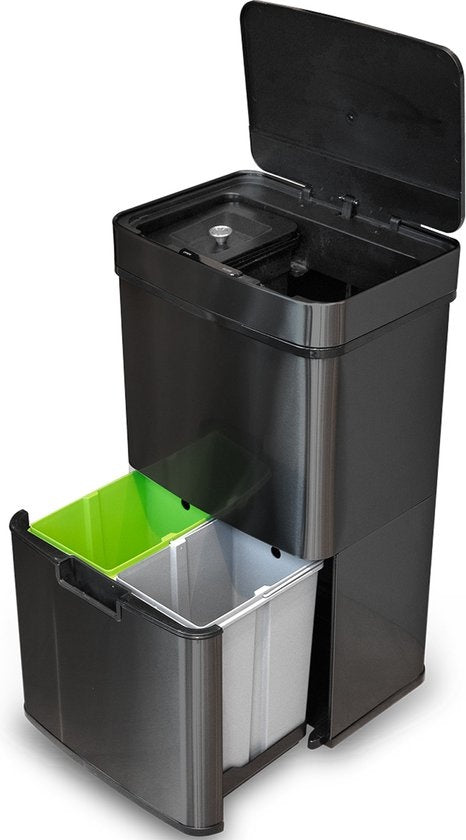 Goliving Automatische Prullenbak – Sensor & Soft-close – 72 liter – 42 x 31 x 75 cm – Zwart