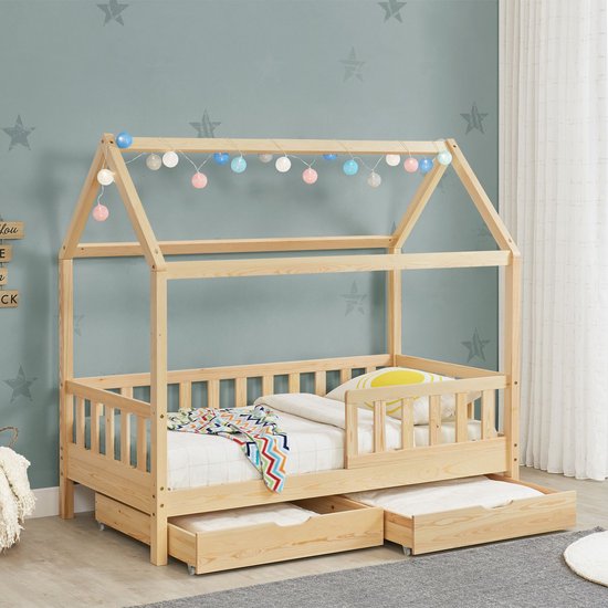 Kinderbed Marli - 90 x 200 cm - Houtkleur - Incl. bedlades
