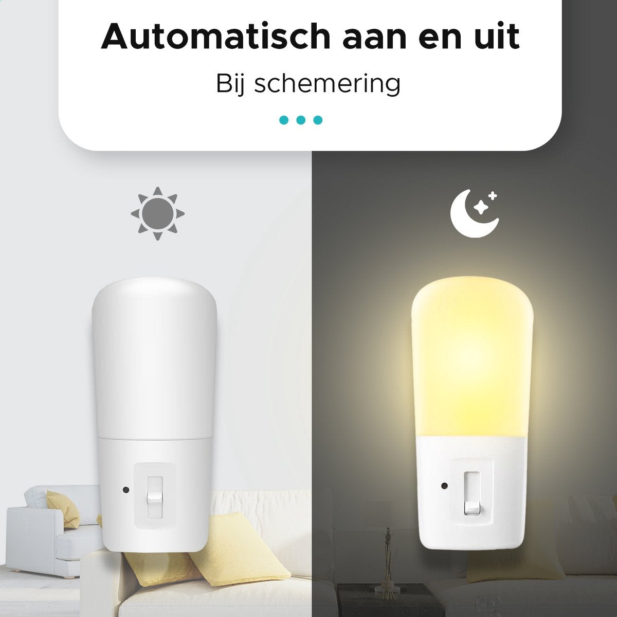 Qumax LED Nachtlampje Stopcontact 2 stuks - Dimbare Nachtlampjes met Sensor - Nachtlampje Babykamer - Nacht Lamp - Dag en Nacht Sensor - Kinderen & Baby - Wit