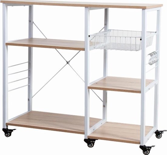 VDD Industrial Vintage Design - Serveerwagen - Wit - 90x40x88cm