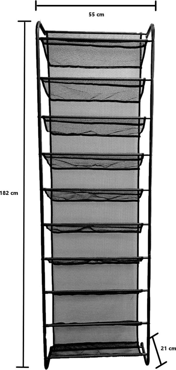 O'DADDY® Hangend Schoenenrek Metaal – Voor Opdek & Stompe Deuren – 30 Paar Schoenen – Compact & Ruimtebesparend – Zwart