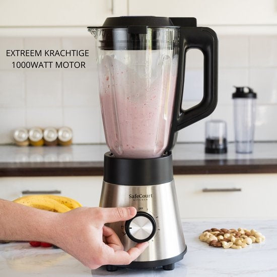 Safecourt Kitchen HB100 - Krachtige Blender - 5 programma's - 1000W - 1.5L