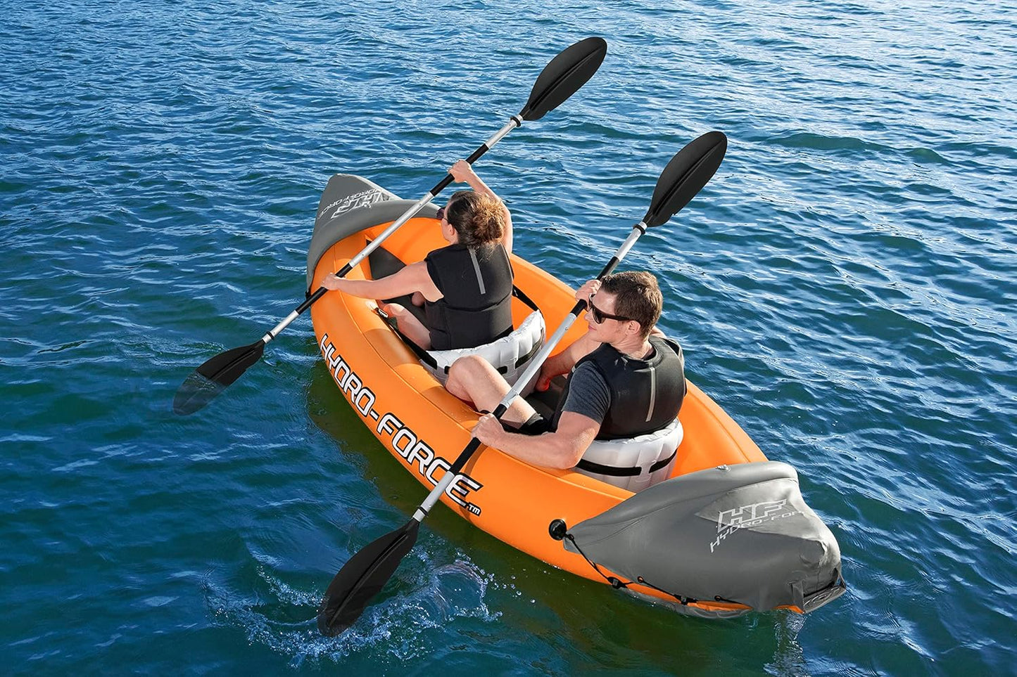 Hydro-Force Rapid - Opblaasbare Kajak voor 2 Personen - met Zittingen - Rugleuning - Peddels - Handpomp - en Draagtas - Oranje