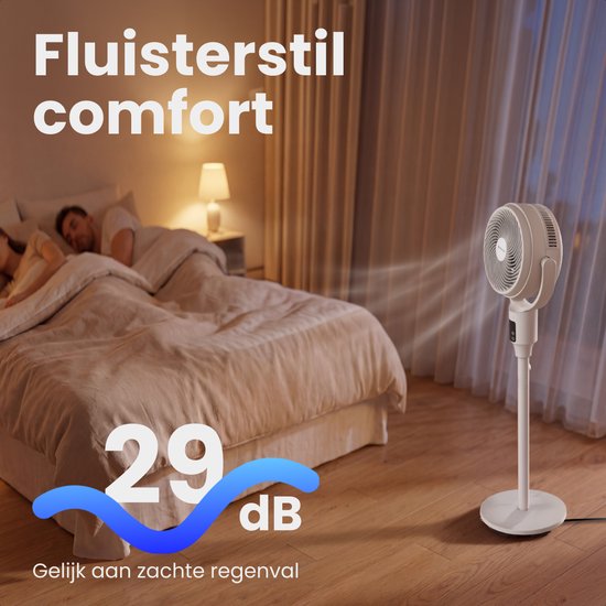 Auronic Statiefventilator - Staande Tafel en Vloerventilator - 9 Standen en Timer - Luchtkoeler - Stil - Met Afstandsbediening en Display - Fan - Wit