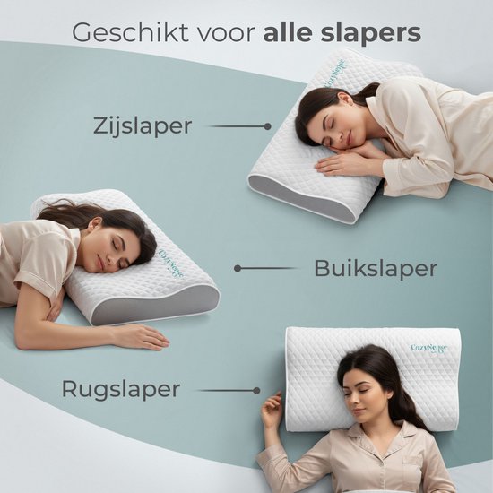 CozySense® Hoofdkussen - Orthopedisch Pillow - Ergonomisch Kussen - Traagschuim Tegen Nekklachten - Incl. Kussensloop & Draagtas - Medium Hardheid