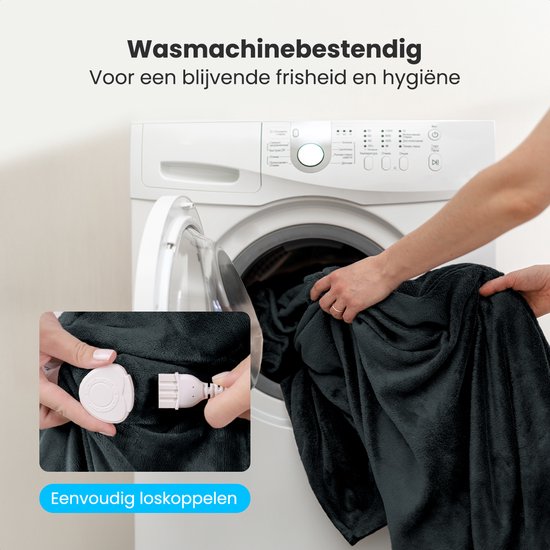 Auronic Elektrische Deken - Warmtedeken - Sherpa Fleece - 9 Hitte en Timerstanden - Bovendeken - 180x130 - 1 persoons - Antraciet