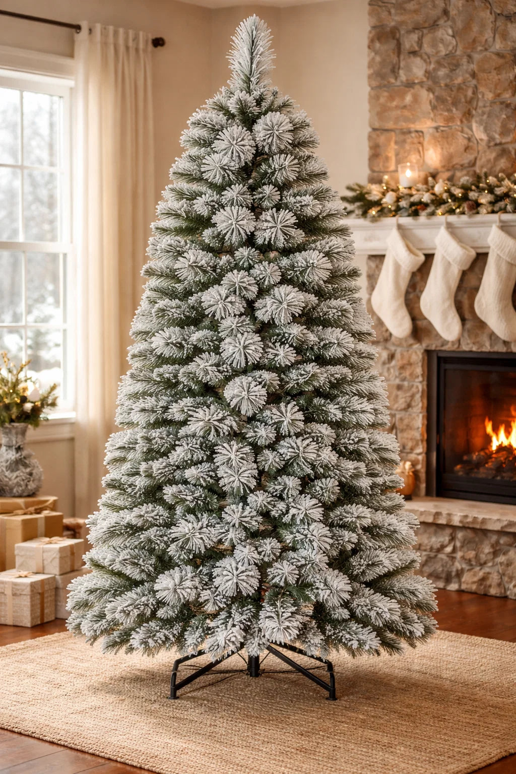 Coast Kunstkerstboom met LED verlichting – 150 cm – groen/wit – winterlook