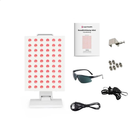 Suprrhealth Rood Licht Lamp Mini - Roodlichttherapie - Timer - LED Infraroodlamp - Huidverzorging Infraroodtherapie - Collageenlamp - Fibromyalgie - Lichttherapie