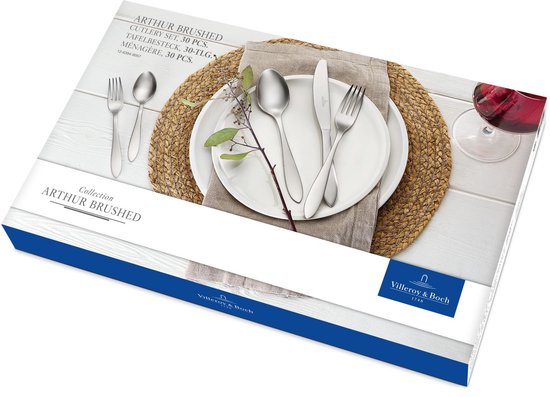 Villeroy & Boch Arthur Bestekcassette - 30 delig - 44 x 28 x 5 cm - Geborsteld RVS